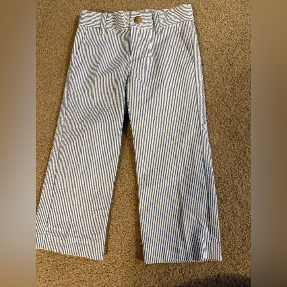 Janie and Jack Blue and White Seersucker Kids Pants